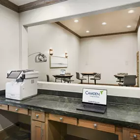 Community workspace with wireless printer at Camden Northpointe Apartments in Tomball, TX