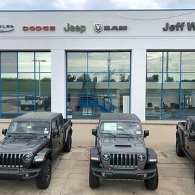 Jeff Wyler Chrysler Dodge Jeep Ram of Lawrenceburg, Indiana exterior showcased in this photo, featuring the dealership’s modern design and wide selection of new and used Chrysler, Dodge, Jeep, and Ram vehicles for drivers across Southeast Indiana and the Greater Cincinnati area.
