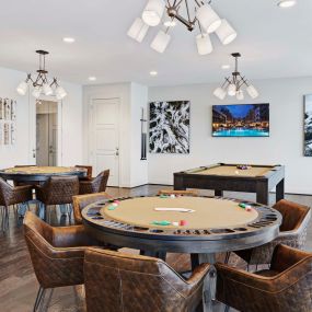 Resident lounge with poker table and billiards table
