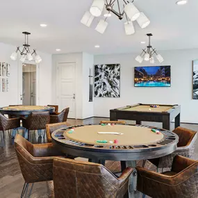 Resident lounge with poker table and billiards table