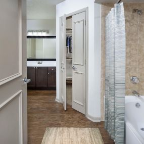 Luxury bathroom with walk in closet