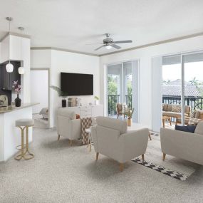 Camden Aventura Apartments in Aventura Florida Open Concept Kitchen and Living Room