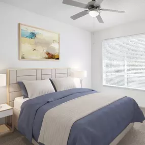 Bedroom with ceiling fan at Camden Aventura apartments in Aventura, FL