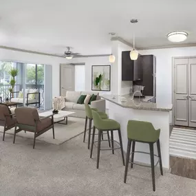 Camden Aventura Apartments in Aventura Florida Open Concept Kitchen and Living