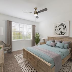 Bedroom with white walls and white trim at Camden Stoneleigh apartments in Austin, Tx