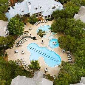 Aerial view of pool and clubhouse at Camden Stoneleigh