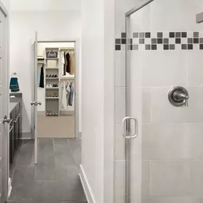 Bathroom with Walk-In Shower and Large Walk-In Closet