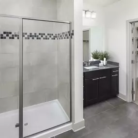 Bathroom with Walk-In Shower, Undermount Sink and Walk-In Closet