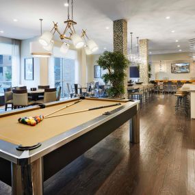 Resident lounge billiards table at Camden Lincoln Station Apartments in Lone Tree, CO