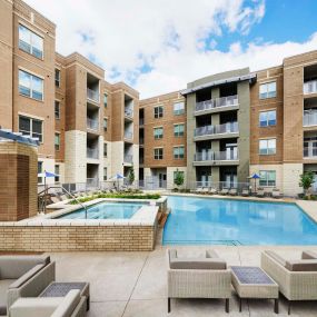 Year round pool at Camden Lincoln Station Apartments in Lone Tree, CO