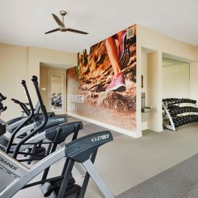 Fitness center with cardio equipment at Camden Lincoln Station Apartments in Lone Tree, CO