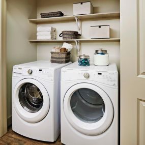 Full size washer and dryer at Camden Lincoln Station Apartments in Lone Tree, CO