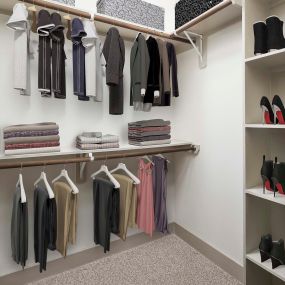 Spacious walk-in closet at Camden Lincoln Station Apartments in Lone Tree, CO