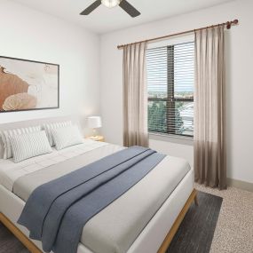 Spacious bedrooms with ceiling fan at Camden Lincoln Station Apartments in Lone Tree, CO