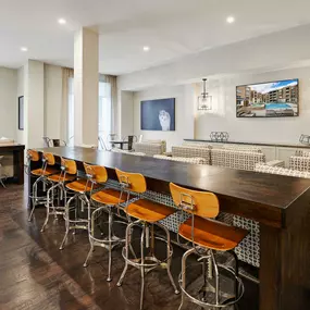 Resident lounge and entertainment space at Camden Lincoln Station Apartments in Lone Tree, CO