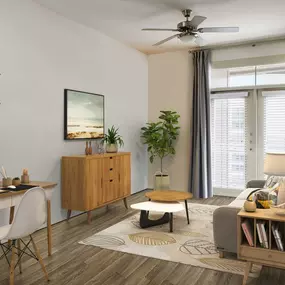 Living room space to work from home at Camden Lincoln Station Apartments in Lone Tree, CO