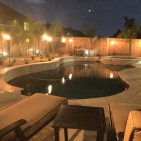 Backyard Swimming Pool at Night