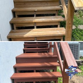 Deck Staining Before and After Photo. St Louis, MO