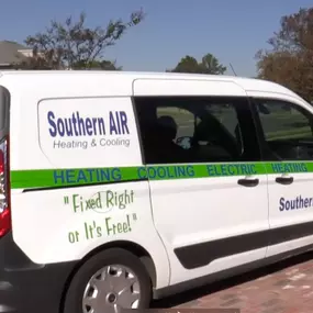 Southern Air Heating and Cooling work van in the field