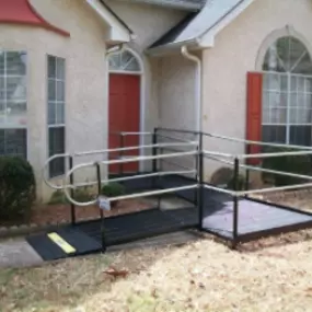 The Amramp Birmingham team makes this front entrance accessible with Amramp's steel, modular wheelchair ramp.