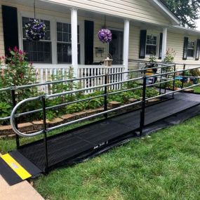 Brian Randolph and the Amramp St. Louis team installed this wheelchair ramp, complete with teddy bear, in this Red Bud, IL home.