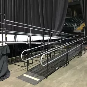 The Amramp St. Louis team installed this 48' wheelchair ramp rental for the St. Charles Family Arena. The ramps will be used by multiple school districts who utilize this large venue for their graduation ceremonies.