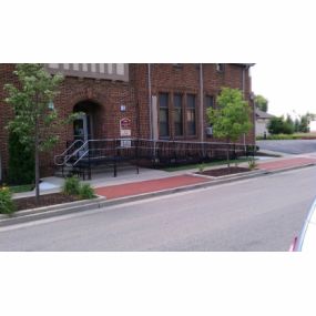 An Amramp wheelchair ramp makes a Senior Center building fully ADA-compliant and can be removed without damage to the historic structure.