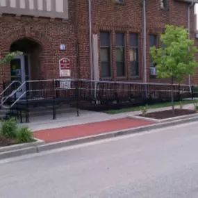 An Amramp wheelchair ramp makes a Senior Center building fully ADA-compliant and can be removed without damage to the historic structure.