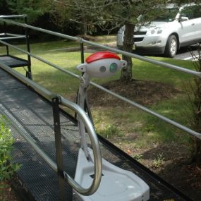 Amramp Southern NJ installed a wheelchair ramp for a high-tech company in New Jersey that builds robots to help assist the disabled. The ramp was needed for testing how the robot would respond on an inclined surface.