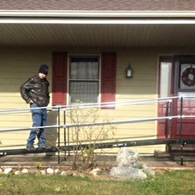 Dave McComb and his Southeastern Wisconsin team installed this wheelchair ramp in Kewaskum, WI. The customer reached out to Dave because it was becoming increasingly difficult to safely manage the steps to his home. Dave completed a free evaluation and designed this ramp. While the customer was busy at PT, his wife was very pleased with the quick solution and installation.