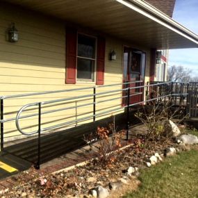 Dave McComb and his Southeastern Wisconsin team installed this wheelchair ramp in Kewaskum, WI. The customer reached out to Dave because it was becoming increasingly difficult to safely manage the steps to his home. Dave completed a free evaluation and designed this ramp. While the customer was busy at PT, his wife was very pleased with the quick solution and installation.