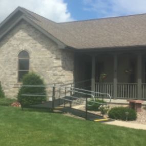 Amramp Southeastern Wisconsin provided access to the front entrance of this Prarie Du Sac home with an Amramp modular wheelchair ramp.