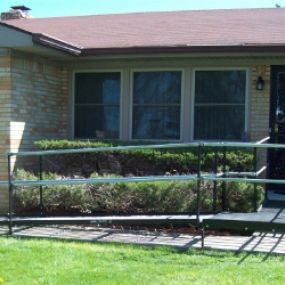 Loretta Mottram, Diane Miller and the Amramp Indiana team installed this wheelchair ramp to provide access for the front entrance of this lovely home in Indianapolis, Indiana.