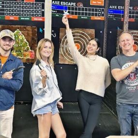 Axe throwing in Austin, Tx. Fun time with friends. Family fun.