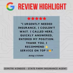 We love customer reviews! Don't forget you can contact us in Russian and Ukrainian for all of your insurance needs!