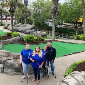 Carmella Walter Agency/Allstate Team participated in Mini Golf Tournament April 22. 2023 in Myrtle Beach, SC hosted by the Myrtle Beach Sunrise Rotary Club to benefit the Boys and Girls Club of Myrtle Beach.  It was rainy day, but we weathered through it!  Such fun was had by all!