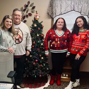 Celebrating the holidays with the team at Bill Conley's State Farm Insurance agent's office in Chesterfield