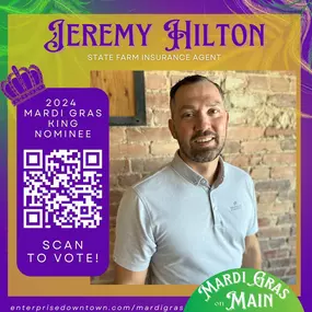 Jeremy Hilton, the man in the white shirt with a qr code, your State Farm Insurance Agent, always ready to protect you with a smile. Trust the man who's got your back!