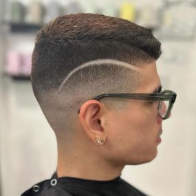 Mid Skin Fade Haircut with Design