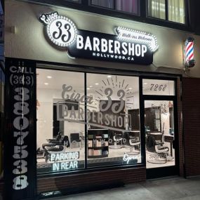 Outside of Circa 33 Barbershop