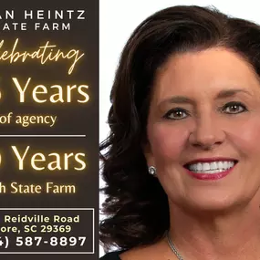 Joan Heintz State Farm celebrates 26 years of agency and 40 remarkable years with State Farm. Proudly serving residents across South Carolina, North Carolina, and Georgia, my team and I are committed to providing exceptional service and support.

Call us today for a free insurance quote!