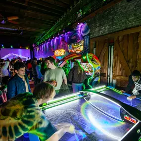 Air hockey table by the bar area