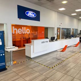 Reception area inside the Ford Service Centre Darlington