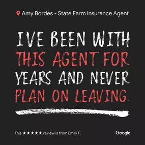 Five star review for Amy Bordes - State Farm Insurance Agent