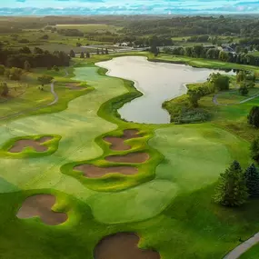 Aerial view of Hole 7 & 6 of Como Crossings at Hawk's View Golf Club. Picture courtesy of Rich Bauer, WiscoGolfAddict.com