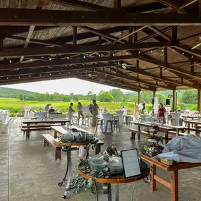 Outdoor Wedding Reception at Hawk's View Weddings in Lake Geneva, WI on the Overlook Terrace