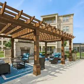 Trellis Covered Outdoor Living Area with Comfortable Seating