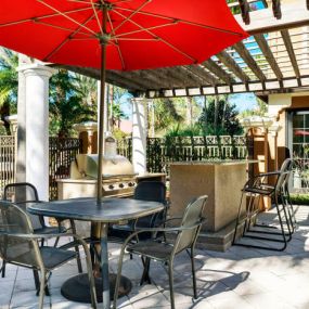 Outdoor Kitchen with Grill and Seating