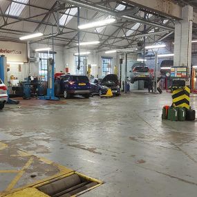 Cars inside Ford Service Centre Merthyr Tydfil