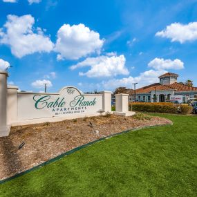 Entry Sign at Cable Ranch Affordable Apartments in San Antonio, TX